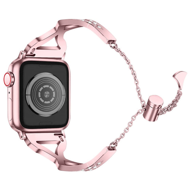 Rigtigt fed Apple Watch Series 7 45mm Metal og Rhinsten Rem - Pink#serie_3