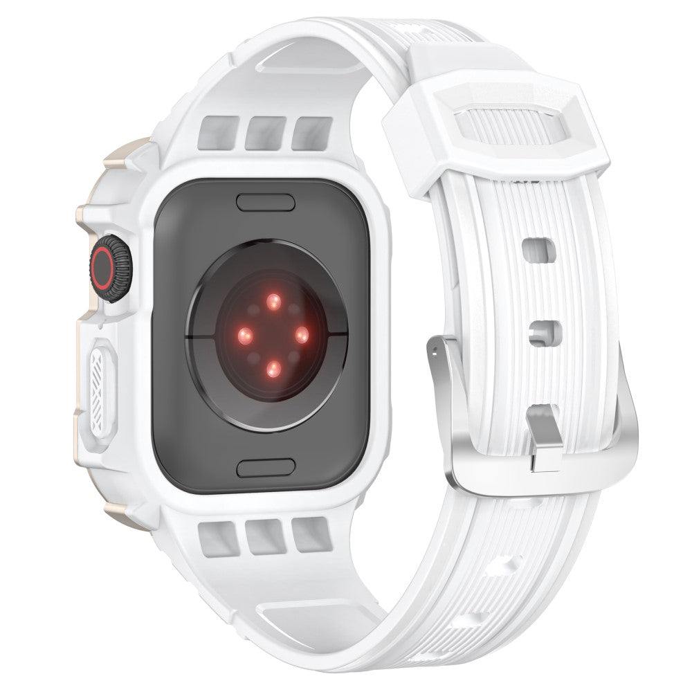 Mega cool Apple Watch Series 7 45mm Plastik og Silikone Rem - Hvid#serie_2