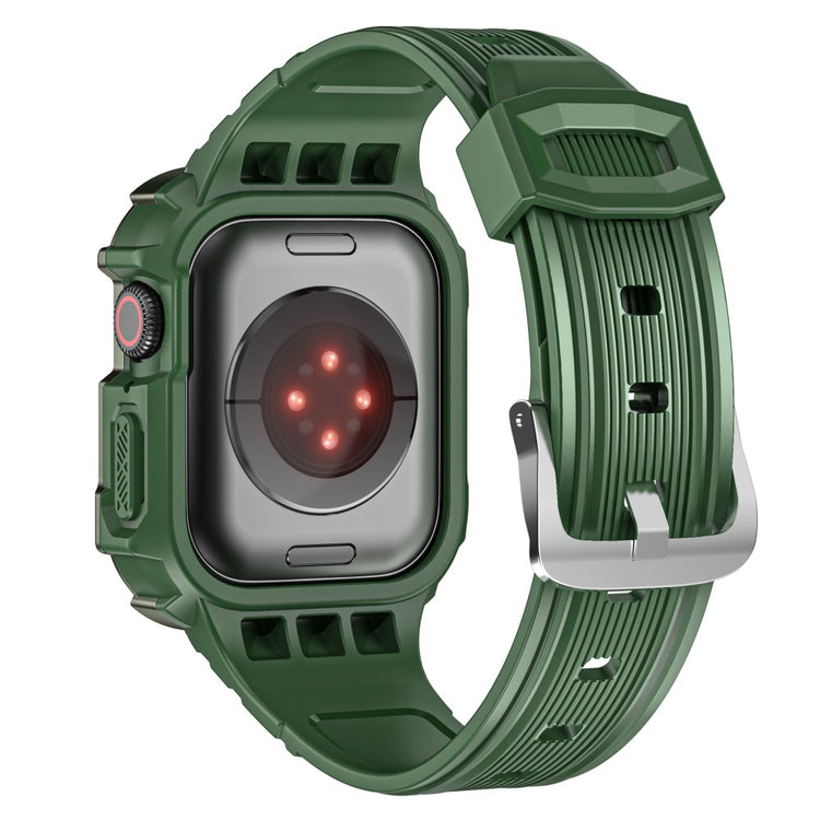 Mega cool Apple Watch Series 7 45mm Plastik og Silikone Rem - Grøn#serie_8