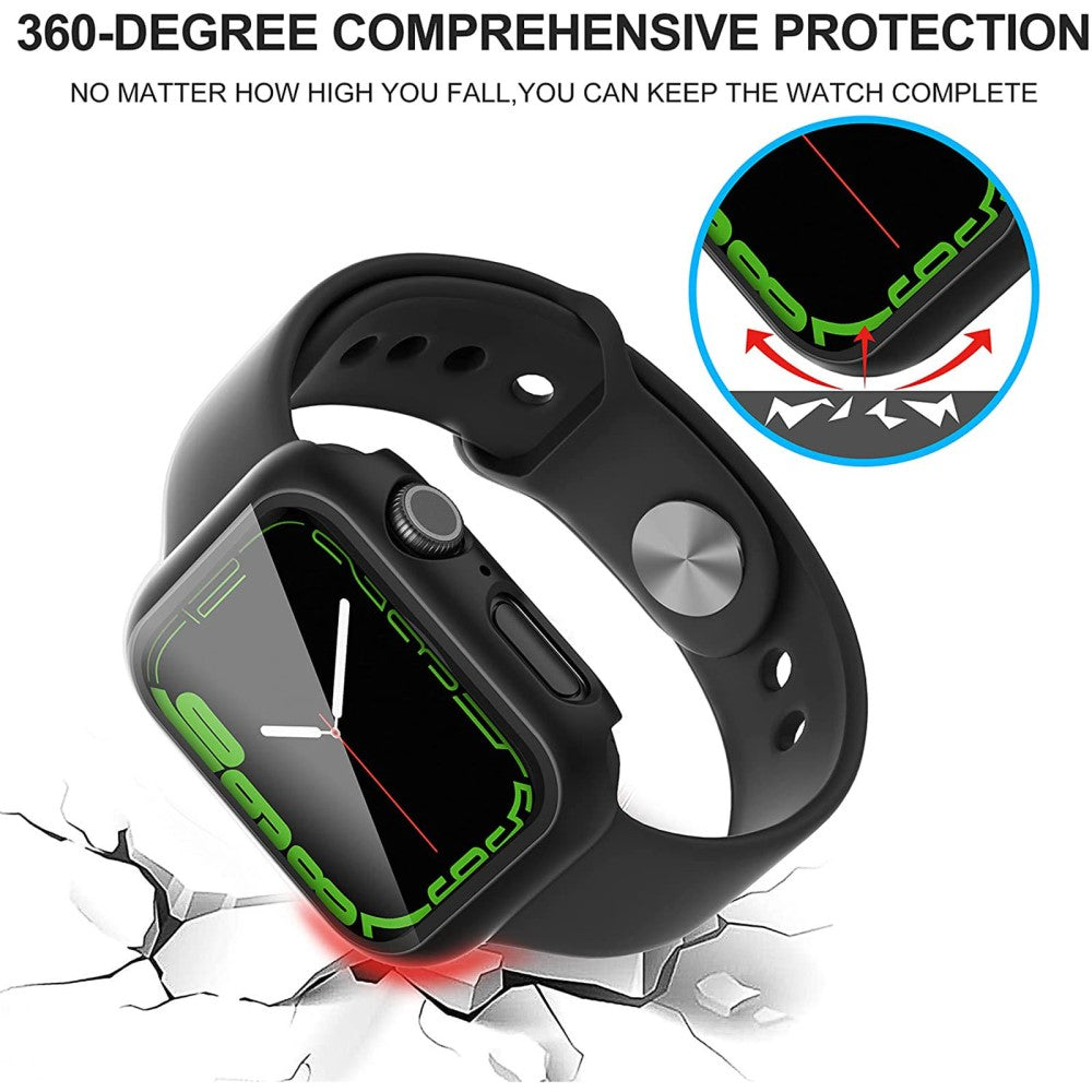 Rigtigt Godt Apple Watch Series 7 45mm Cover med Skærmbeskytter i Plastik og Hærdet Glas - Gennemsigtig#serie_1