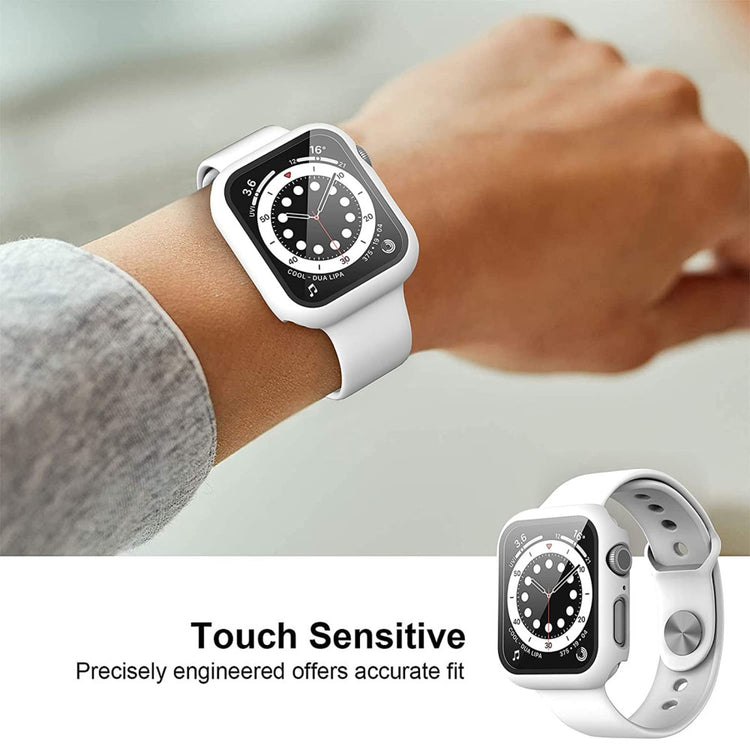 Rigtigt Godt Apple Watch Series 7 45mm Cover med Skærmbeskytter i Plastik og Hærdet Glas - Hvid#serie_2