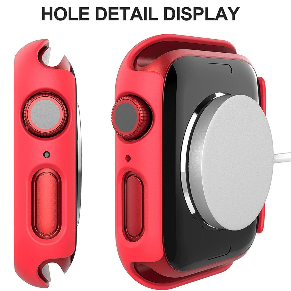 Rigtigt Godt Apple Watch Series 7 45mm Cover med Skærmbeskytter i Plastik og Hærdet Glas - Rød#serie_3