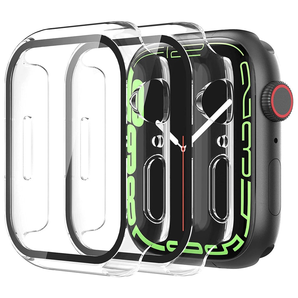 Rigtigt Godt Apple Watch Series 7 45mm Cover med Skærmbeskytter i Plastik og Hærdet Glas - Gennemsigtig#serie_4