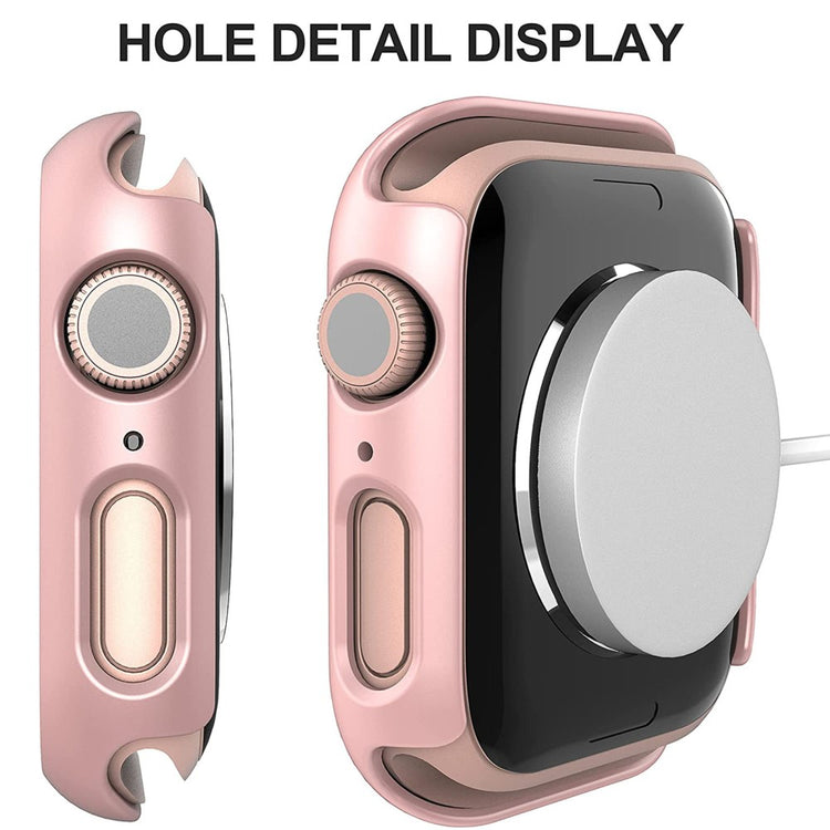 Rigtigt Godt Apple Watch Series 7 45mm Cover med Skærmbeskytter i Plastik og Hærdet Glas - Pink#serie_6