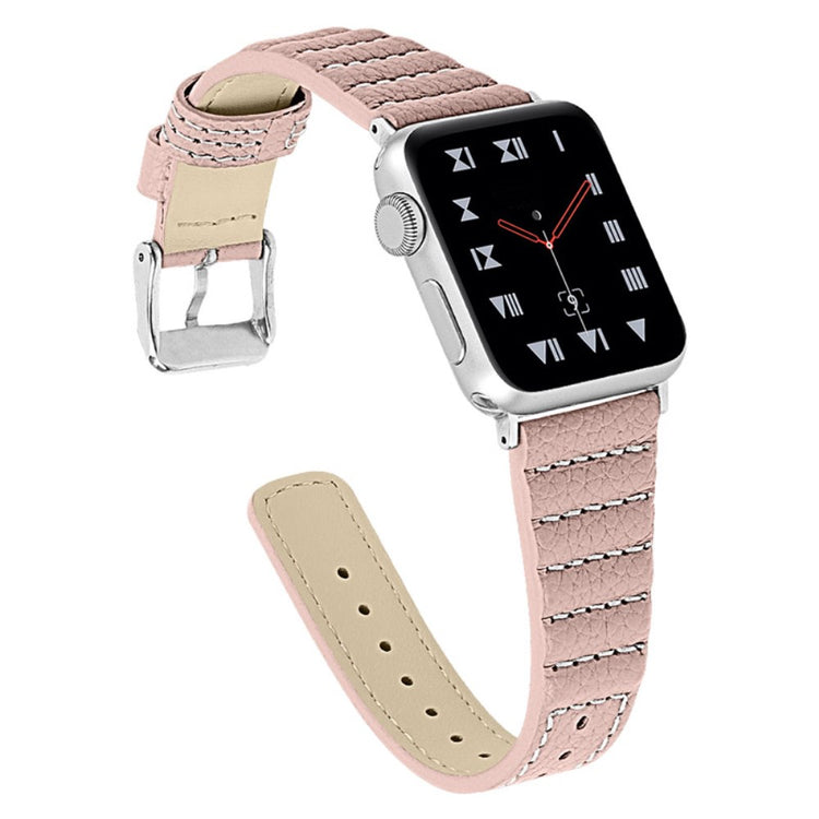 Alle tiders Apple Watch Series 7 45mm Ægte læder Rem - Pink#serie_3