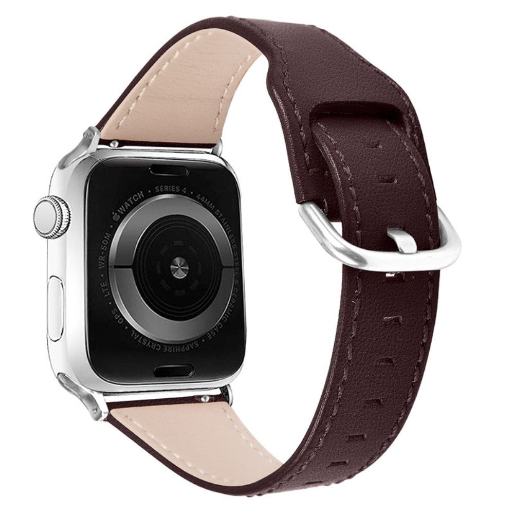 Meget skøn Apple Watch Series 7 45mm Ægte læder Rem - Brun#serie_3