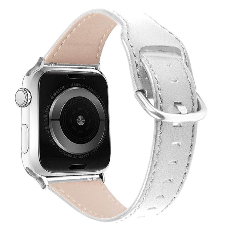 Meget skøn Apple Watch Series 7 45mm Ægte læder Rem - Hvid#serie_6