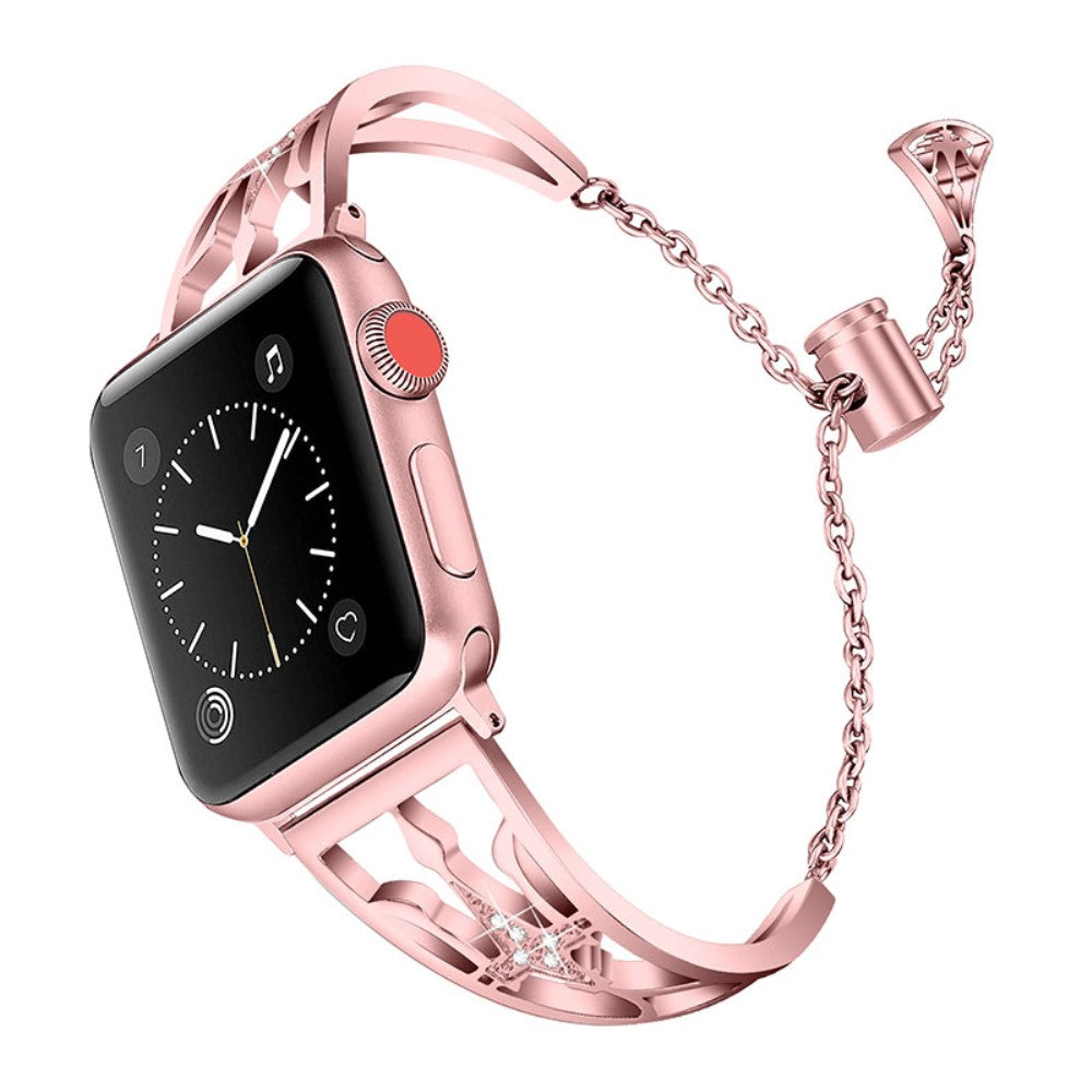 Fremragende Apple Watch Series 7 45mm Metal og Rhinsten Rem - Pink#serie_2