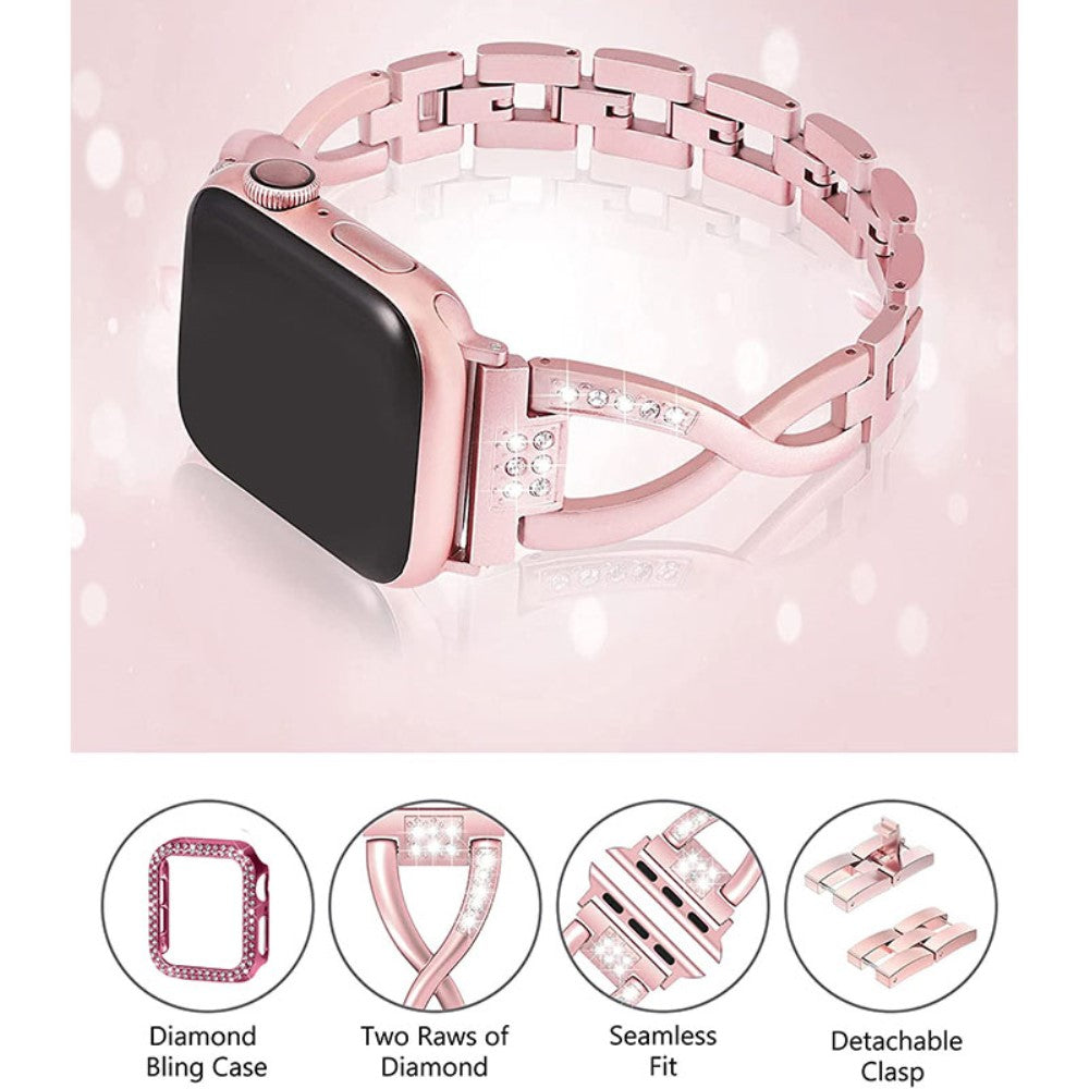 Apple Watch Series 7 45mm Metal Rem med Cover - Pink#serie_2