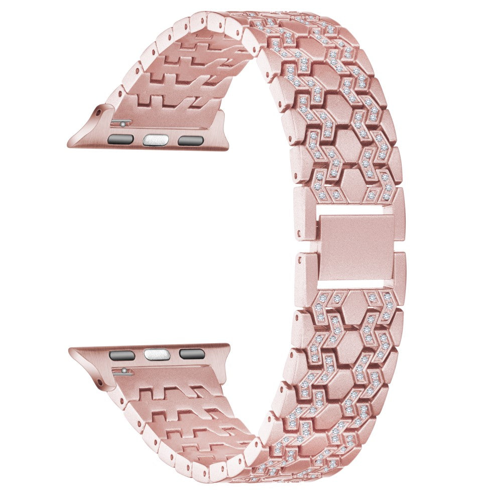 Vildt smuk Apple Watch Series 7 45mm Metal og Rhinsten Rem - Pink#serie_2