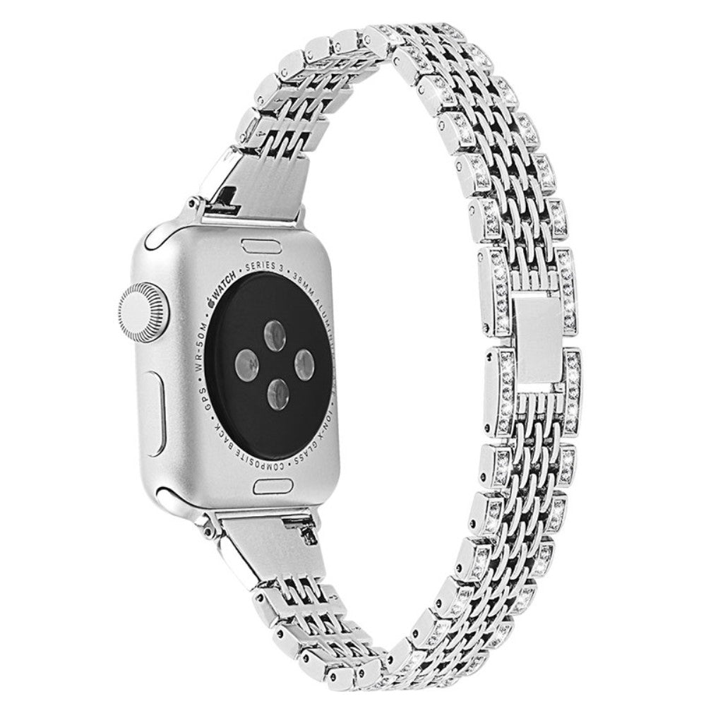 Superflot Apple Watch Series 7 45mm Metal og Rhinsten Rem - Sølv#serie_1