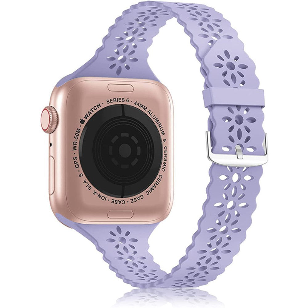 Rigtigt hårdfør Apple Watch Series 7 45mm Silikone Rem - Lilla#serie_3