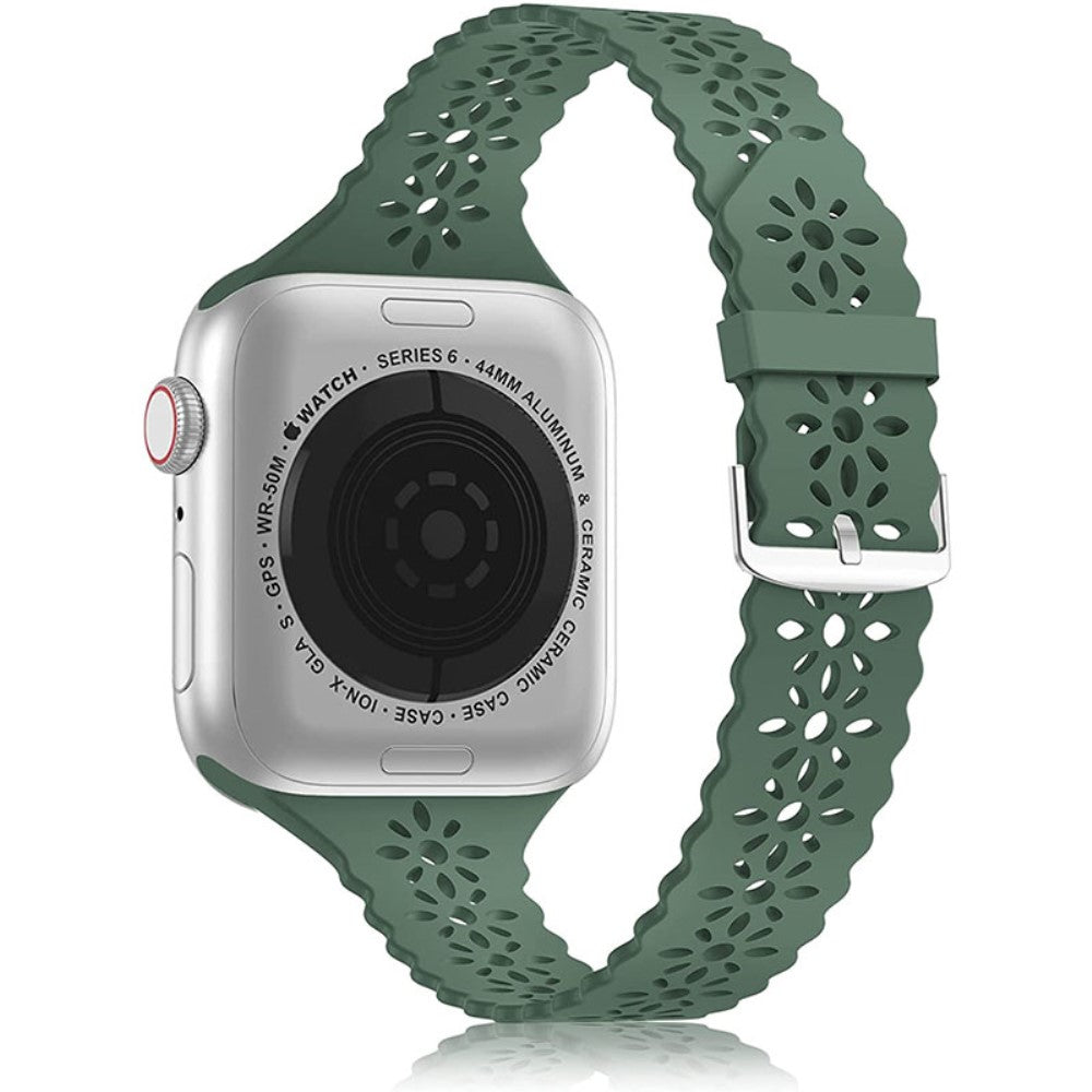 Rigtigt hårdfør Apple Watch Series 7 45mm Silikone Rem - Grøn#serie_4