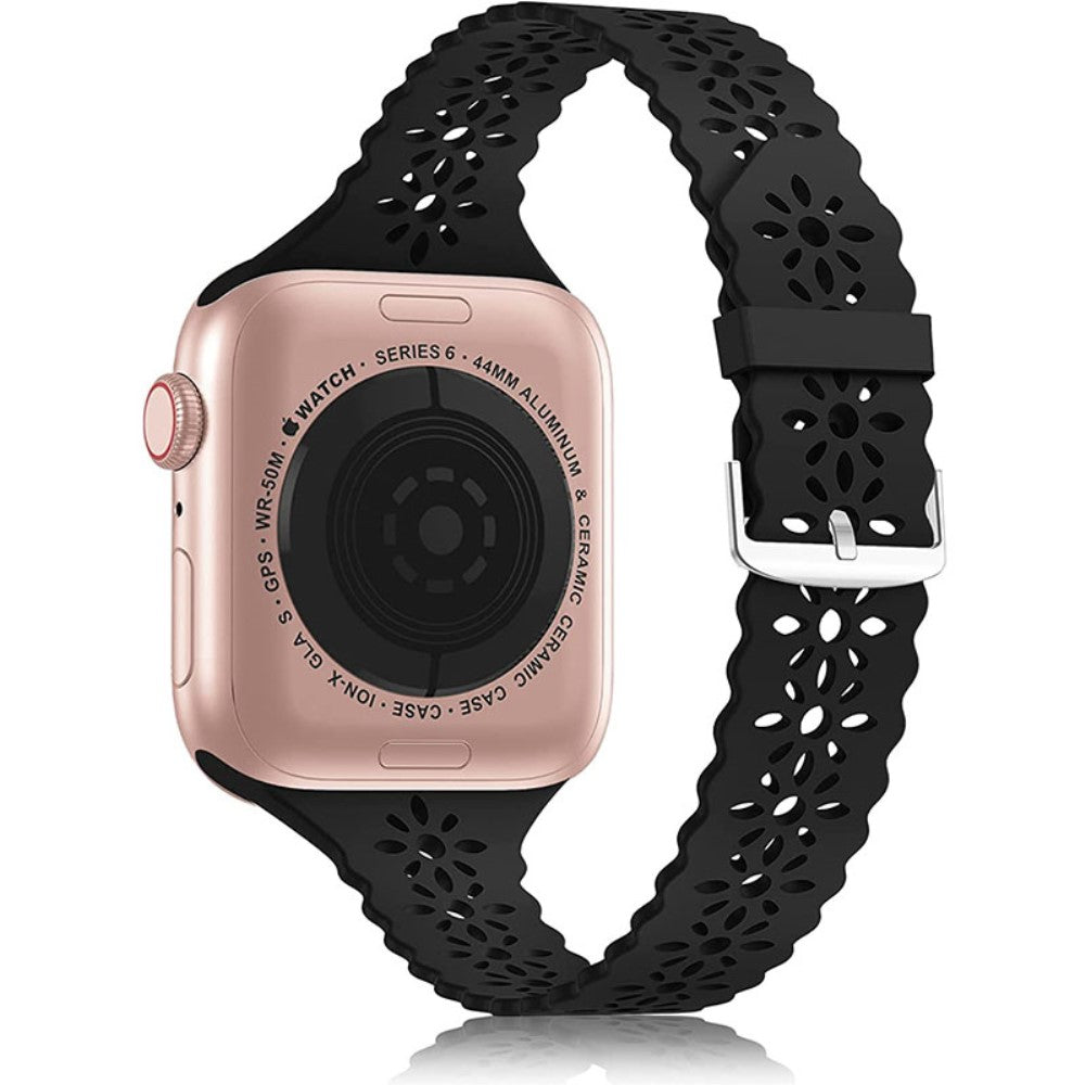 Rigtigt hårdfør Apple Watch Series 7 45mm Silikone Rem - Sort#serie_8