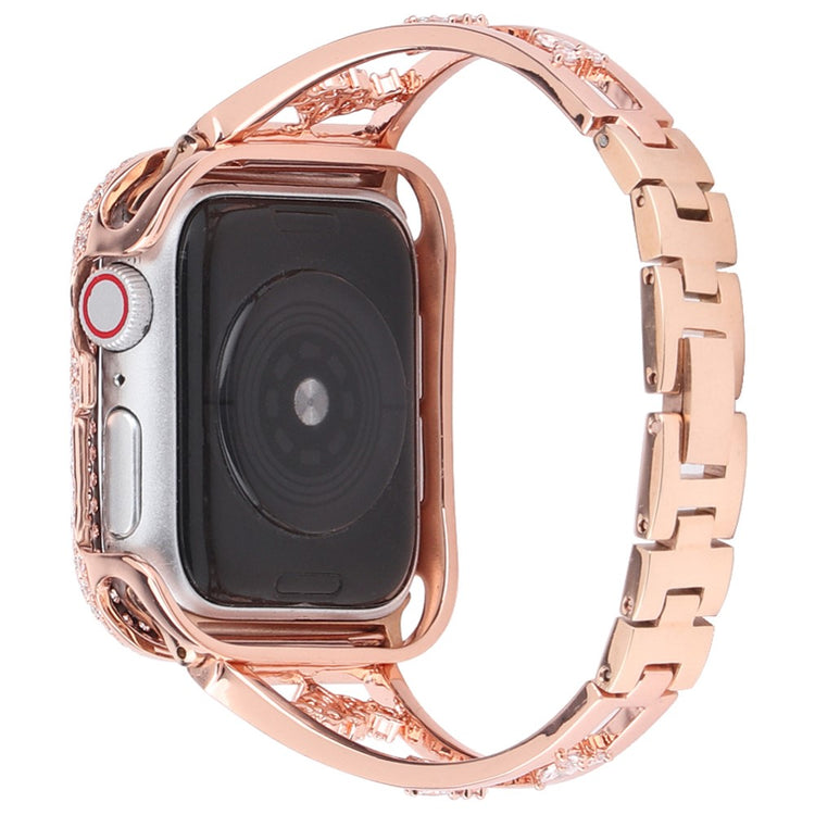 Mega kønt Apple Watch Series 7 45mm Metal og Rhinsten Rem - Pink#serie_1