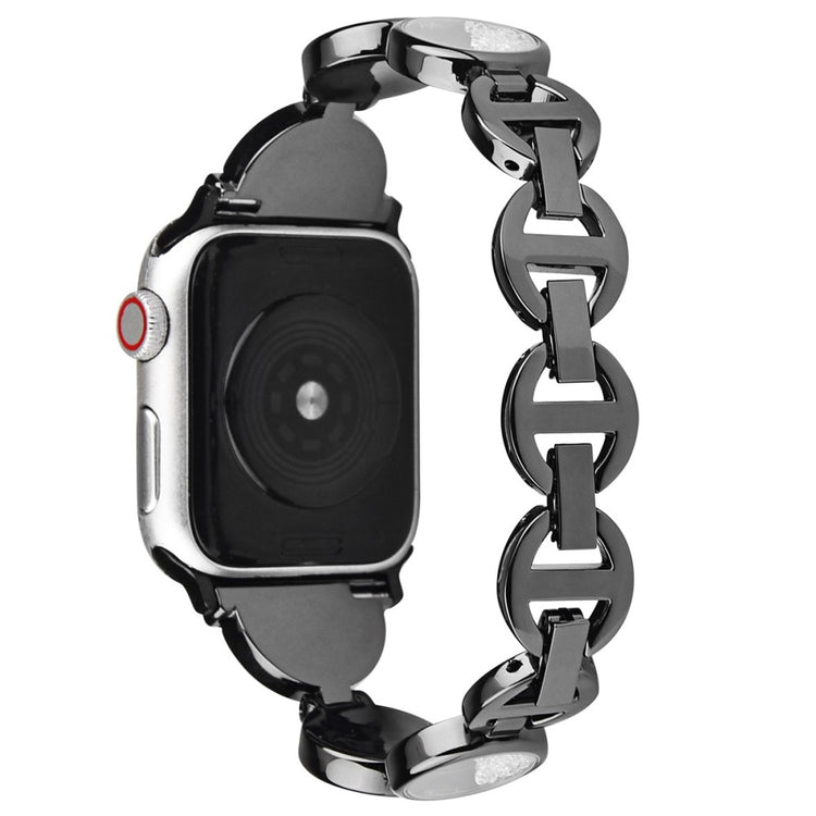 Meget flot Apple Watch Series 7 45mm Metal og Rhinsten Rem - Sort#serie_1