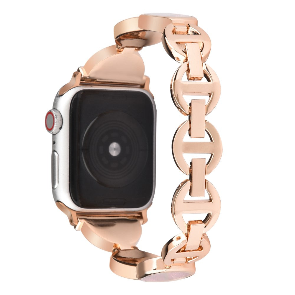Meget flot Apple Watch Series 7 45mm Metal og Rhinsten Rem - Pink#serie_3
