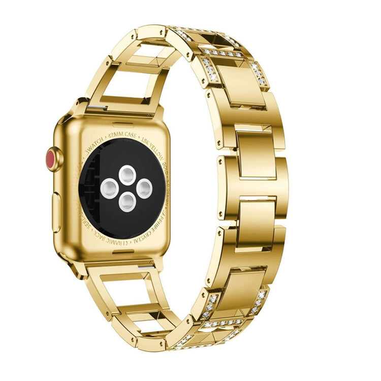 Skøn Apple Watch Series 7 45mm Metal og Rhinsten Rem - Guld#serie_2