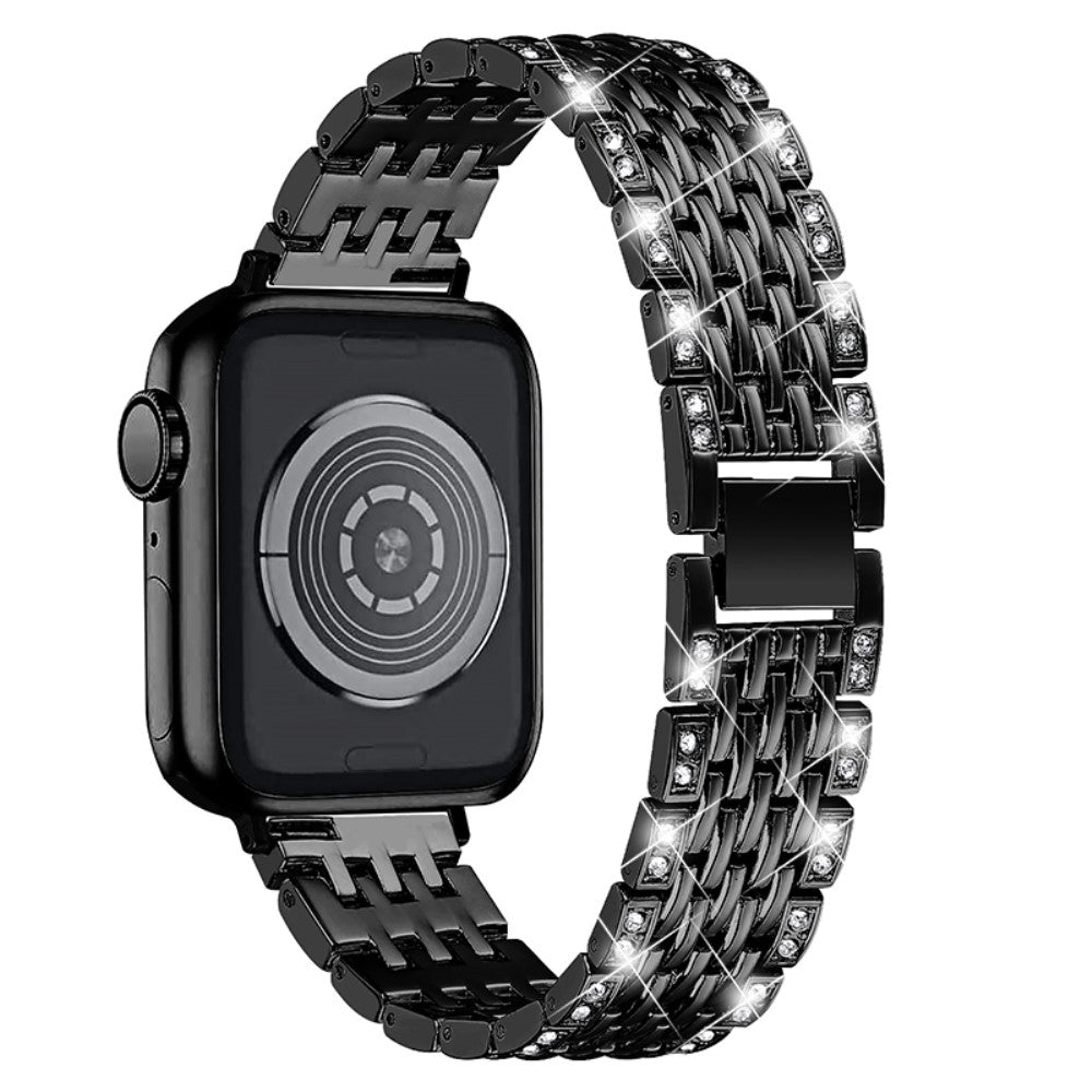 Smuk Apple Watch Series 7 45mm Metal og Rhinsten Rem - Sort#serie_1