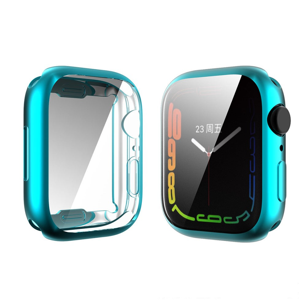 Mega Flot Apple Watch Series 7 45mm Cover med Skærmbeskytter i Silikone og Hærdet Glas - Grøn#serie_1