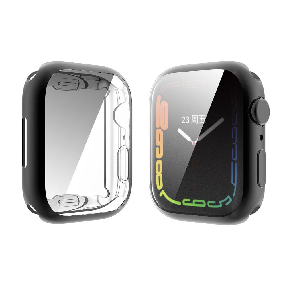 Mega Flot Apple Watch Series 7 45mm Cover med Skærmbeskytter i Silikone og Hærdet Glas - Gennemsigtig#serie_2