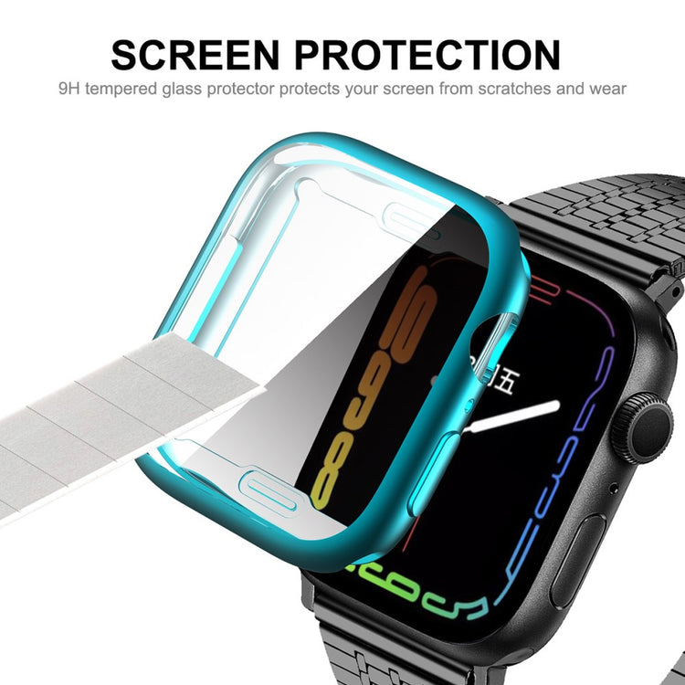 Mega Flot Apple Watch Series 7 45mm Cover med Skærmbeskytter i Silikone og Hærdet Glas - Rød#serie_5