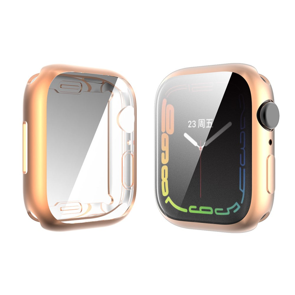 Mega Flot Apple Watch Series 7 45mm Cover med Skærmbeskytter i Silikone og Hærdet Glas - Pink#serie_6