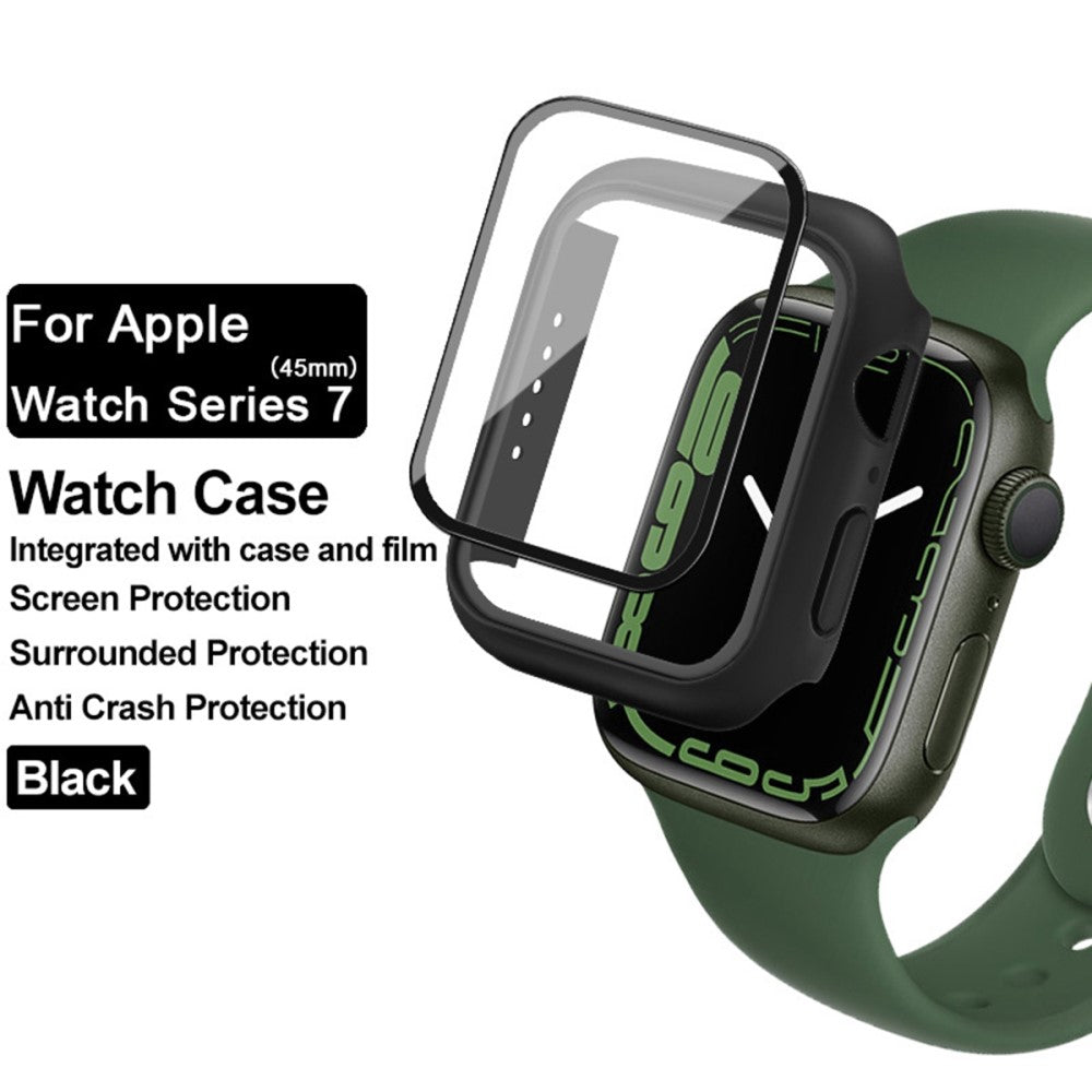 Rigtigt Flot Apple Watch Series 7 45mm Cover med Skærmbeskytter i Plastik og Hærdet Glas - Gennemsigtig#serie_2