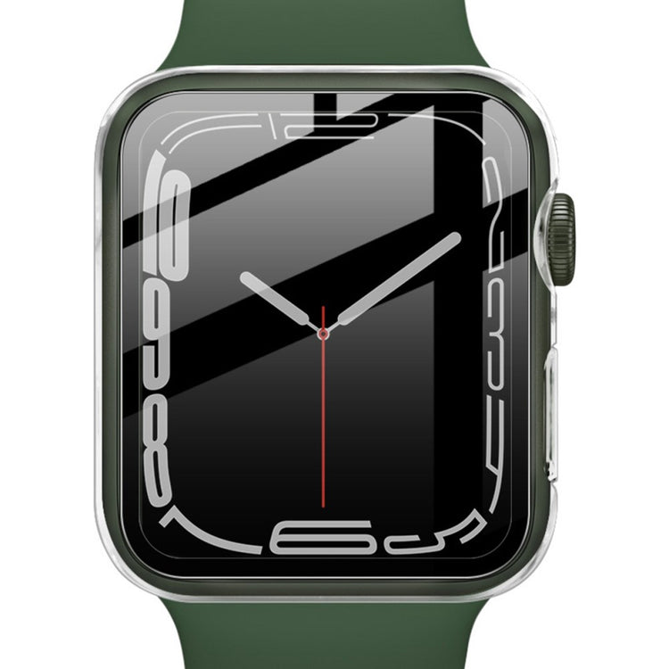 Rigtigt Flot Apple Watch Series 7 45mm Cover med Skærmbeskytter i Plastik og Hærdet Glas - Gennemsigtig#serie_3