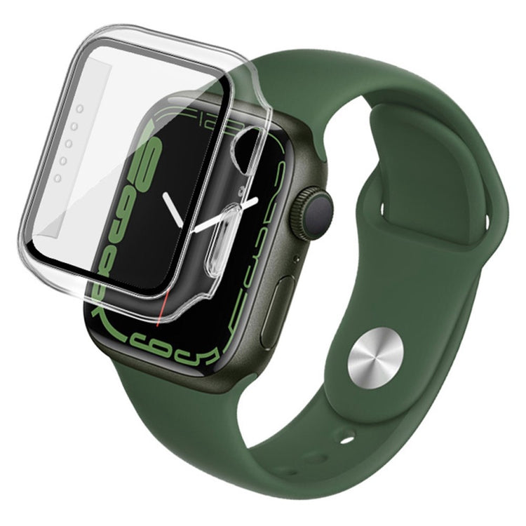 Rigtigt Flot Apple Watch Series 7 45mm Cover med Skærmbeskytter i Plastik og Hærdet Glas - Gennemsigtig#serie_3