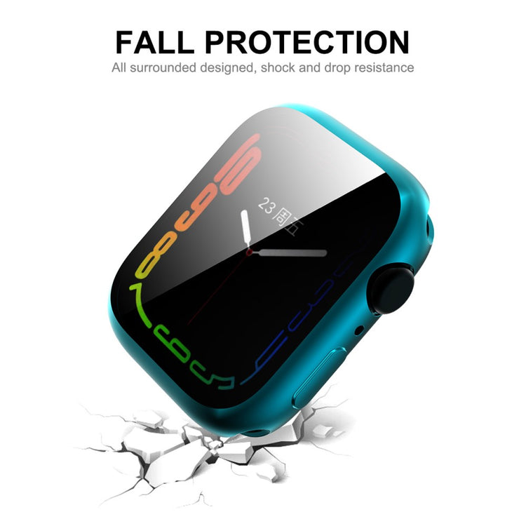 Super Flot Apple Watch Series 7 45mm Cover med Skærmbeskytter i Silikone og Hærdet Glas - Grøn#serie_1