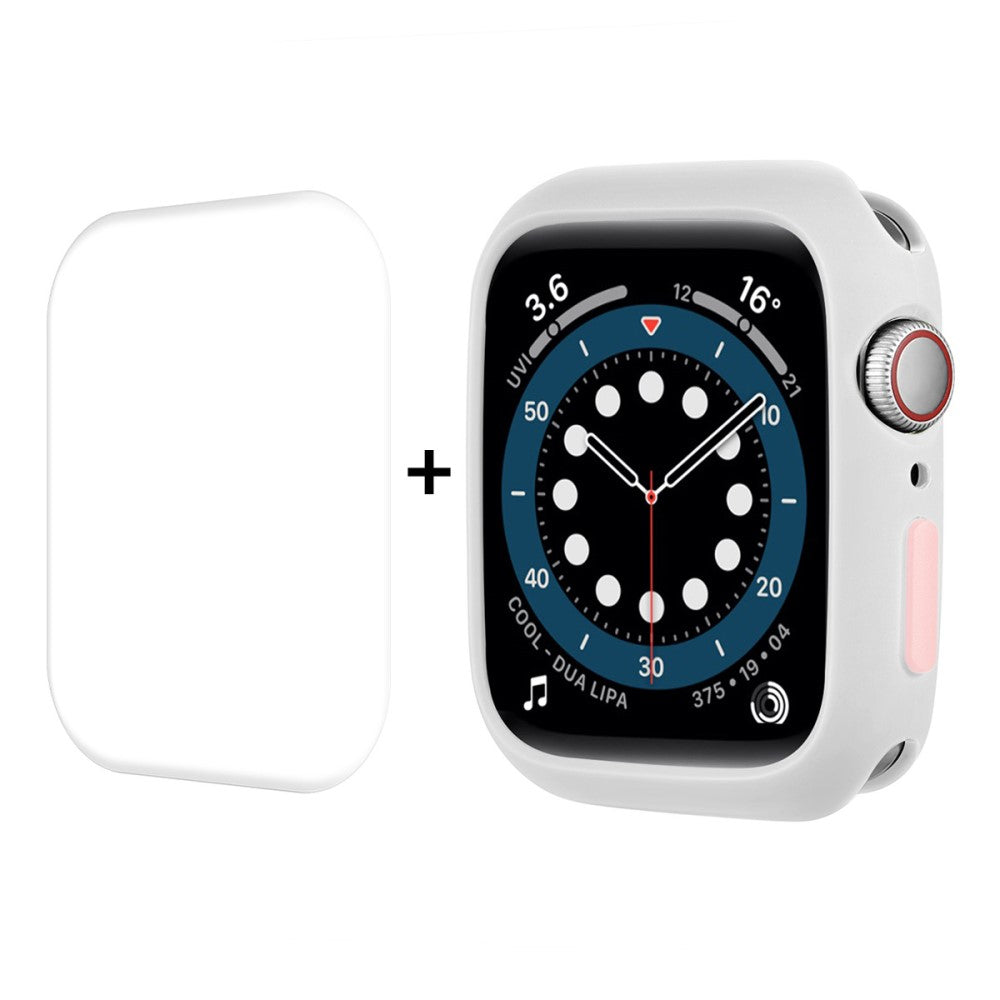 Vildt Fed Apple Watch Series 7 45mm Cover med Skærmbeskytter i Silikone - Hvid#serie_4