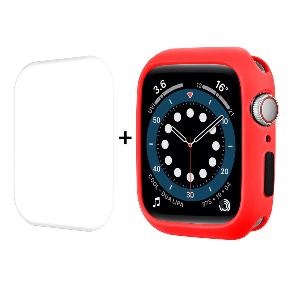 Vildt Fed Apple Watch Series 7 45mm Cover med Skærmbeskytter i Silikone - Rød#serie_5