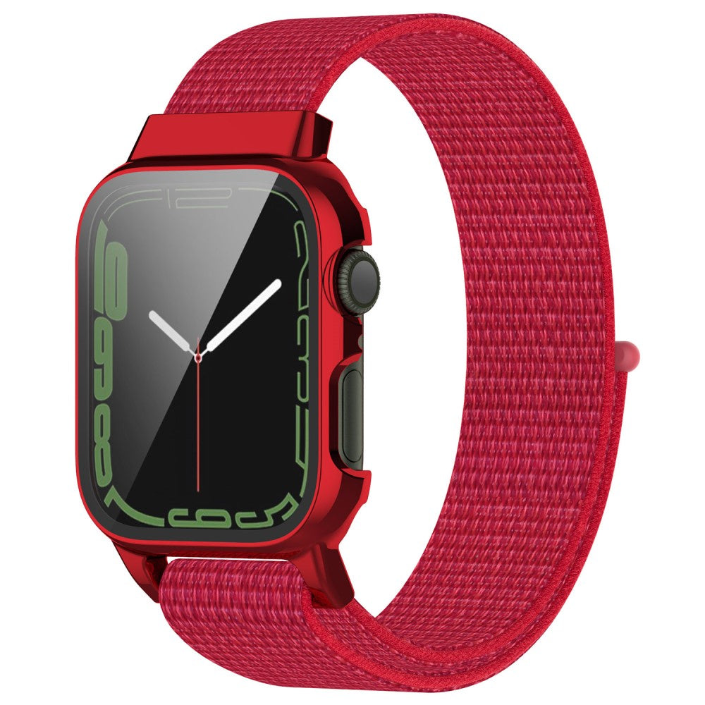 Meget holdbart Apple Watch Series 7 45mm Nylon og Glas Rem - Rød#serie_1