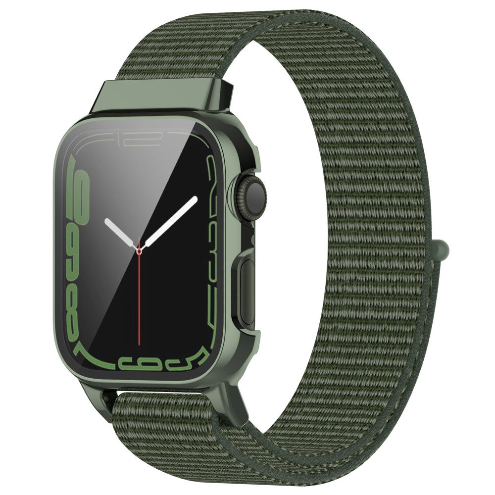 Meget holdbart Apple Watch Series 7 45mm Nylon og Glas Rem - Grøn#serie_13