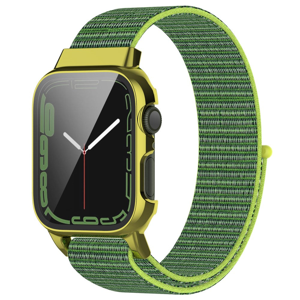 Meget holdbart Apple Watch Series 7 45mm Nylon og Glas Rem - Grøn#serie_14