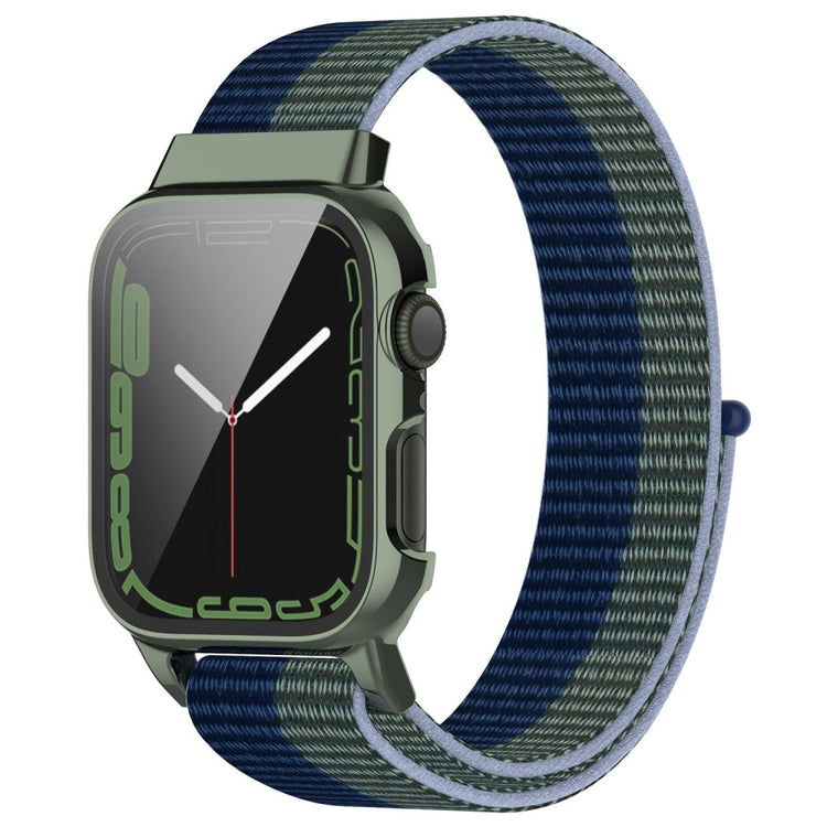 Meget holdbart Apple Watch Series 7 45mm Nylon og Glas Rem - Sølv#serie_19