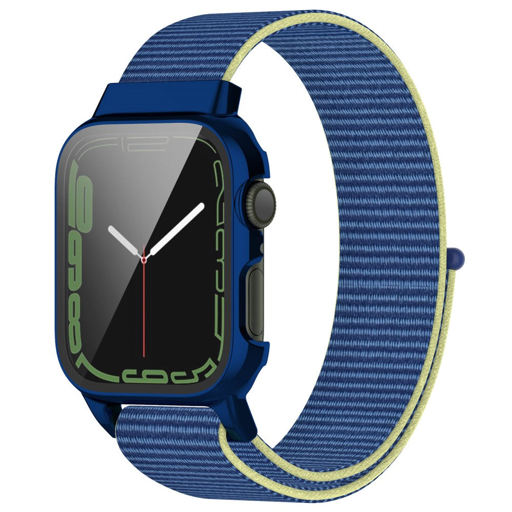 Meget holdbart Apple Watch Series 7 45mm Nylon og Glas Rem - Blå#serie_3