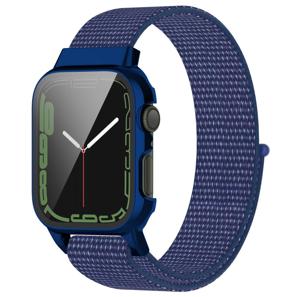 Meget holdbart Apple Watch Series 7 45mm Nylon og Glas Rem - Blå#serie_5