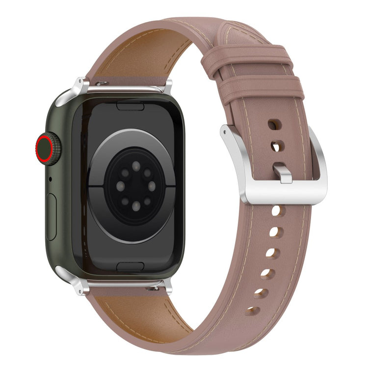 Mega holdbart Apple Watch Series 7 45mm Ægte læder Rem - Pink#serie_2
