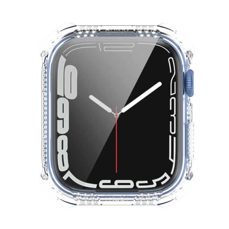 Meget Godt Apple Watch Series 7 45mm Cover med Skærmbeskytter i Rhinsten og Hærdet Glas - Gennemsigtig#serie_2