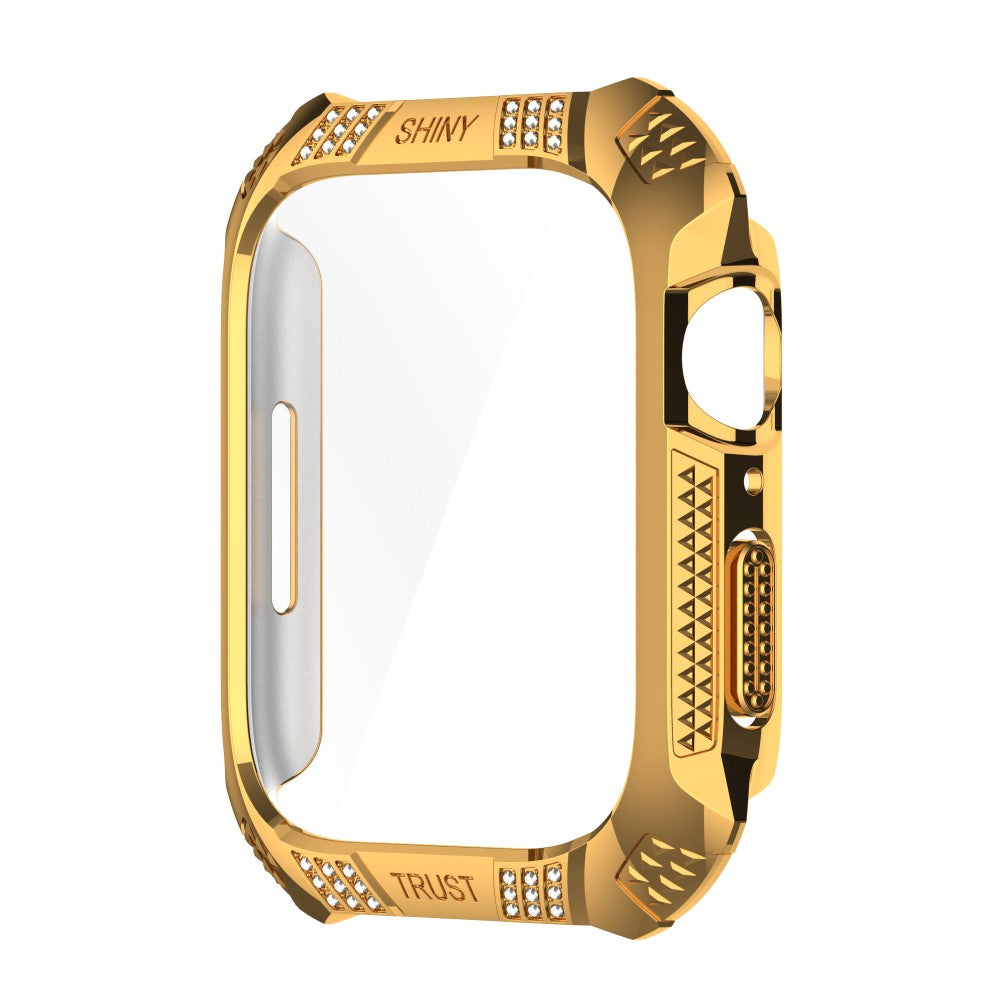 Meget Godt Apple Watch Series 7 45mm Cover med Skærmbeskytter i Rhinsten og Hærdet Glas - Guld#serie_6