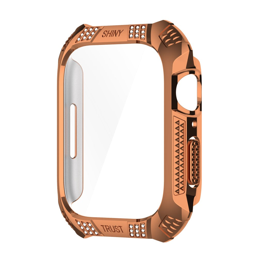 Meget Godt Apple Watch Series 7 45mm Cover med Skærmbeskytter i Rhinsten og Hærdet Glas - Pink#serie_7