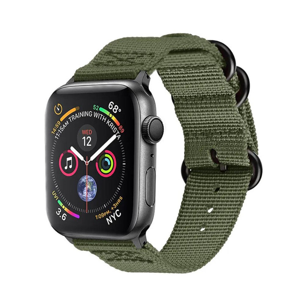Kønt Apple Watch Series 7 45mm Nylon Rem - Grøn#serie_3