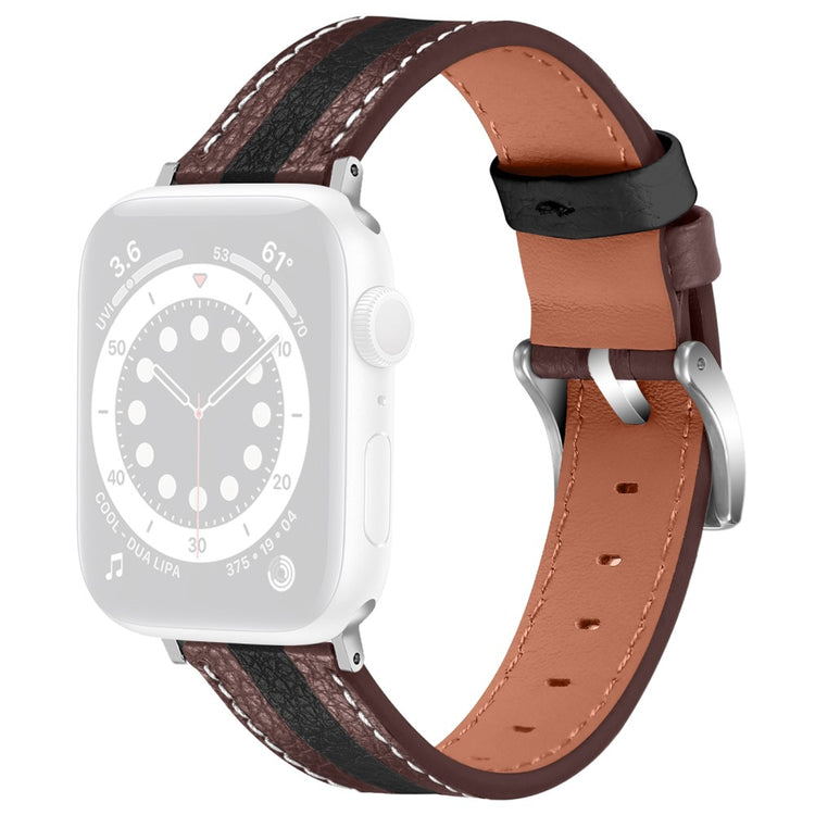 Rigtigt fint Apple Watch Series 7 45mm Ægte læder Rem - Flerfarvet#serie_1