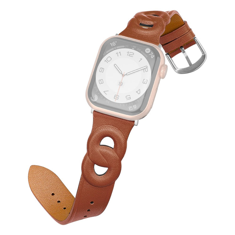 Rigtigt pænt Apple Watch Series 7 45mm Ægte læder Rem - Brun#serie_5