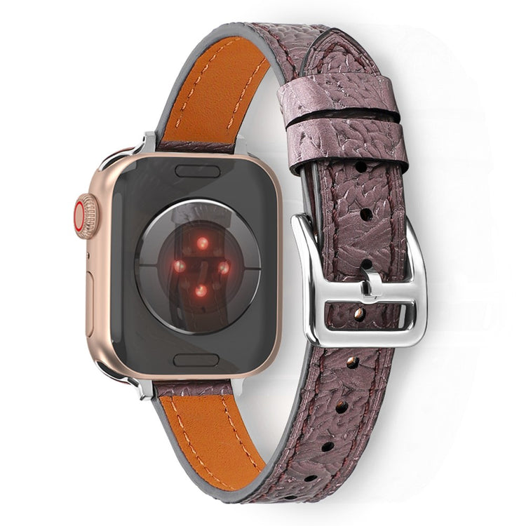 Helt vildt cool Apple Watch Series 7 45mm Ægte læder Rem - Lilla#serie_5