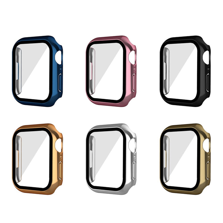 Super Pænt Apple Watch Series 7 45mm Cover med Skærmbeskytter i Plastik og Hærdet Glas - Sort#serie_1