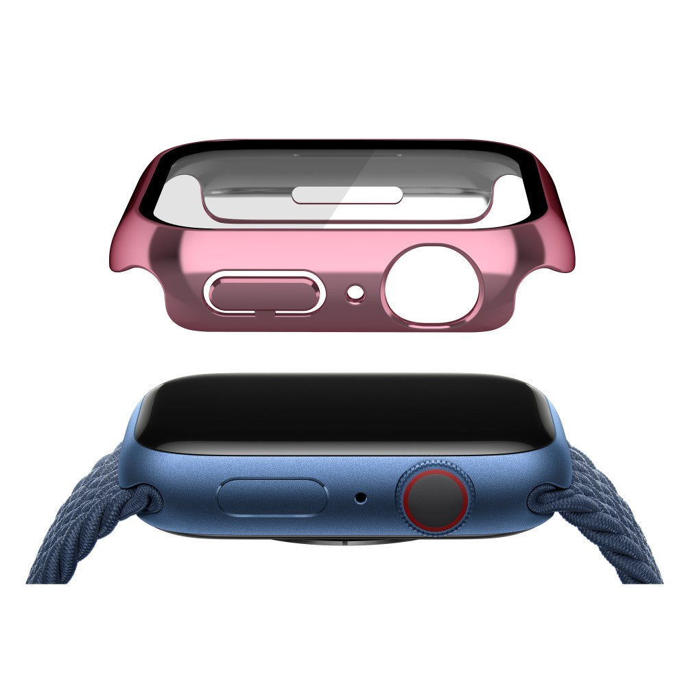 Super Pænt Apple Watch Series 7 45mm Cover med Skærmbeskytter i Plastik og Hærdet Glas - Pink#serie_3