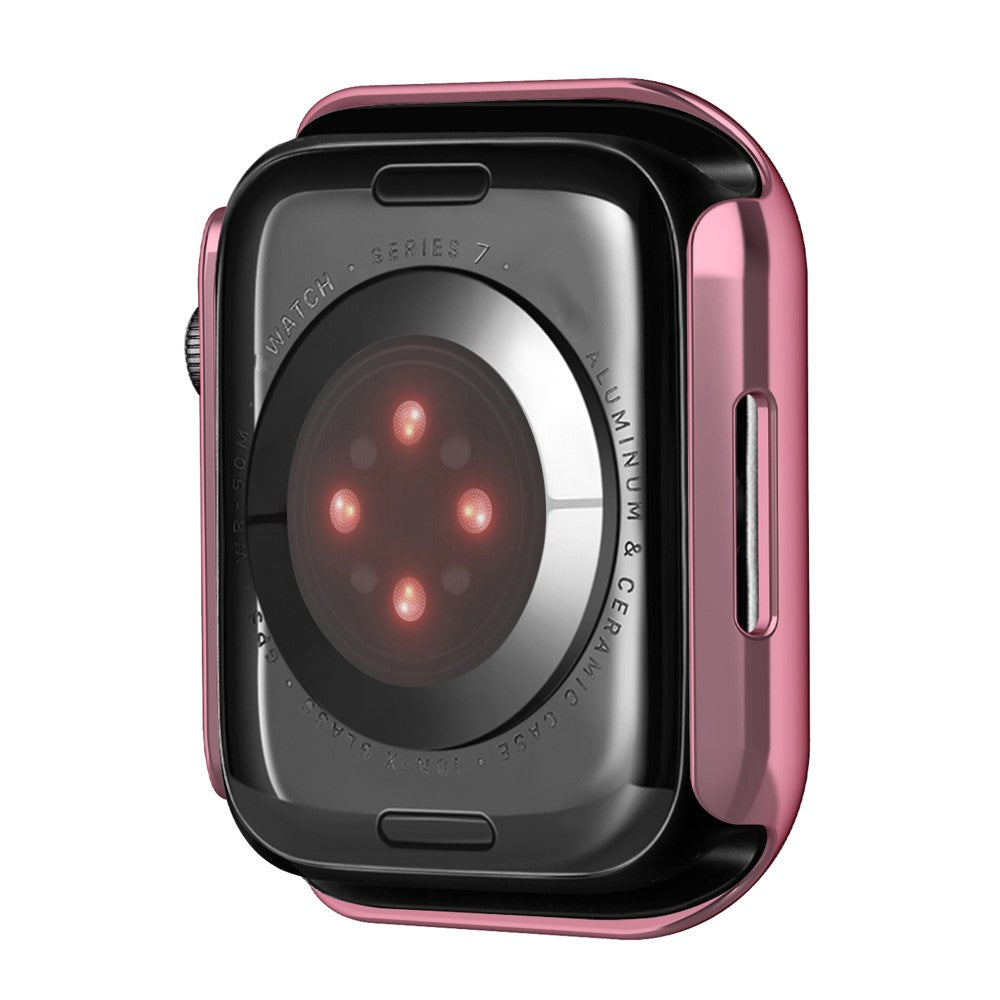 Super Pænt Apple Watch Series 7 45mm Cover med Skærmbeskytter i Plastik og Hærdet Glas - Pink#serie_3
